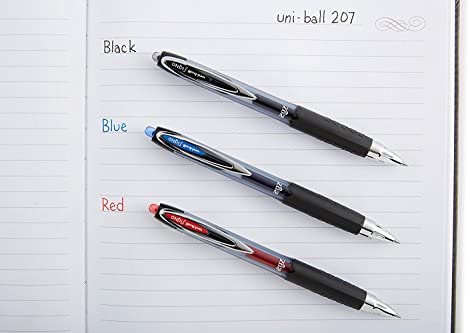 Uni-ball Signo 207 Retractable Gel Ink Rollerball Pens, Medium Point 0.7mm, Pack of 6 (Red)