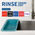 BLUE GINKGO Over the Sink Colander Strainer Basket - Wash Vegetables and Fruits, Drain Cooked Pasta and Dry Dishes - Extendable - New Home Kitchen Essentials (7.9 W x 14.5-19.5 L x 2.75 H) - Teal