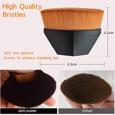 4 Pack Foundation Makeup Brushes with Protective Case, XKFLAUHM Flat Top Blush Flawless Kabuki Foundation Brushes for Blending Liquid Cream Flawless Powder Face Blush (Brochas De Maquillaje, Black and Pink)