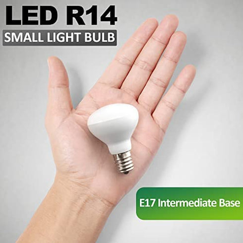 E17 R14 LED Bulb, 4W (40W Equivalent) Mini Reflector Floodlight Light Bulb, E17 Intermediate Base, Daylight White 5000K, 400 Lumens, Dimmable, Pack of 6