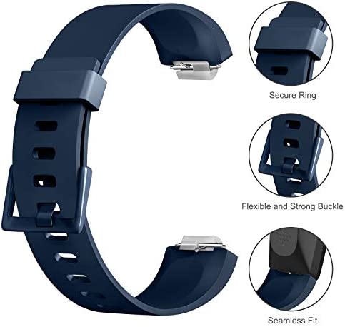 PACK 3 Silicone Bands for Fitbit Inspire HR & Fitbit Inspire 2 & Fitbit Inspire & Ace 2 Replacement Wristbands for Women Men Small Large (Small: for 5.5"-7.9"wrists, Black+Navy Blue+Gray)