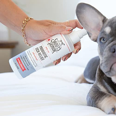 SKOUT'S HONOR: Probiotic Itch Relief Spray for Dogs & Cats - Anti-Itch Spray with Oatmeal - 8 fl oz - Soothes and Hydrates Itchy, Irritated Skin - Hypoallergenic - Non-Medicated - Long-Lasting Relief