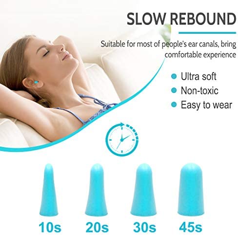 Lysian Ultra Soft Foam Earplugs 60 Pairs, 38dB SNR Ear Plugs for Sleeping, Travel, Shooting (Lake Blue)