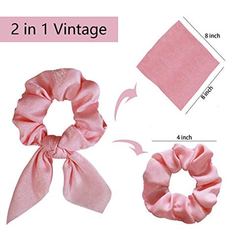 WillingTee 30 Pack Bunny Ear Scrunchies Silk Satin Hair Elastics Scrunchies Chiffon Hair Scrunchies Big Hair Bow Chiffon Ponytail Holder Bobbles Soft Elegant Elastic Hair Bands Hair Ties