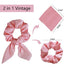 WillingTee 30 Pack Bunny Ear Scrunchies Silk Satin Hair Elastics Scrunchies Chiffon Hair Scrunchies Big Hair Bow Chiffon Ponytail Holder Bobbles Soft Elegant Elastic Hair Bands Hair Ties