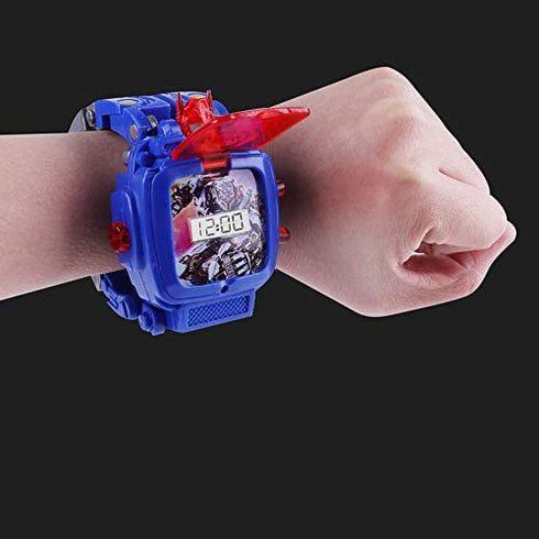 Creative Robot Transformer Kids Watch,Big Face Boys Digital Wrist Watches for 2-14 Year Old,Blue