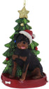 Kurt Adler Rottweiler Wearing Santa Hat with Christmas Tree Ornament C7954RW New