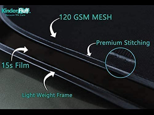 kinder Fluff Car Window Shade (4Pack)-The Only Certified Car Window Sun Shade for Baby Proven to Block 99.95% UVR - Mom's Choice Gold Award Winning -Car Window Shade for Baby- Car Seat Sun Protection