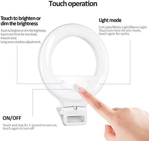 Video Conference Lighting Touch Control Ring Light for Computer Clip On Laptop Monitor for Webcam Lighting/Zoom Lighting/Live Streaming