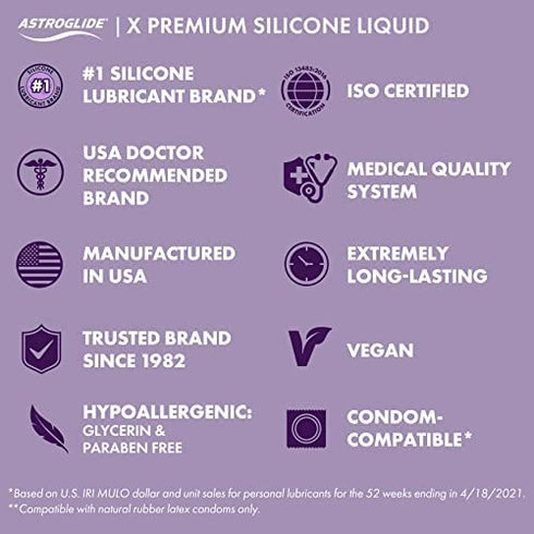 Astroglide X Silicone Based Sex Lube (5 oz.) | Waterproof & Long-Lasting Premium Personal Lubricant | Not Made with Parabens or Glycerin | Intimate Lube for Couples, Men and Women