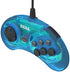 Retro-Bit Official Sega Genesis USB Controller 6-Button Arcade Pad for Sega Genesis Mini, PS3, PC, Mac, Steam, Switch - USB Port - (Clear Blue)