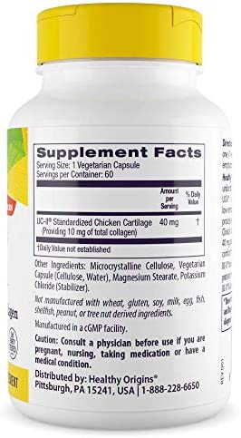 Healthy Origins UC-II (Undenatured Type II Collagen) 40 mg, 60 Veggie Caps