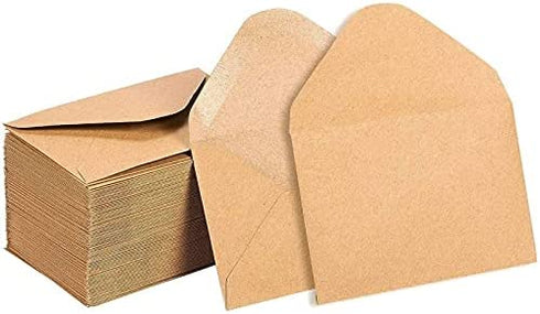 Juvale 100-Count Gift Card Envelopes Brown Kraft Mini Small Envelope for Business Cards Small Note Cards 4.1 x 2.75 Inches