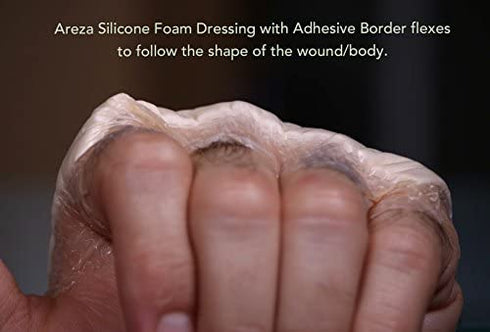 Ultra-Absorbent Silicone Foam Dressing with Border (Adhesive) Waterproof 4" X 4" (10 Cm X 10 Cm) (Central Ultra-Absorbent Foam 2.5" X 2.5") 10 Per Box (1) Wound Dressing by Areza Medical