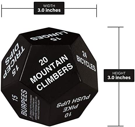 Exercise Dice for Home Fitness, Gym Workouts, WOD, Bodyweight HIIT, and Sports Training - 3 Inches in Diameter
