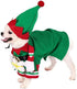 Mogoko Dog Cat Christmas Elf Costume, Funny Pet Cosplay Dress with Cap, Puppy Fleece Warm Outfits Animal Festival Apparel Clothes(L Size)
