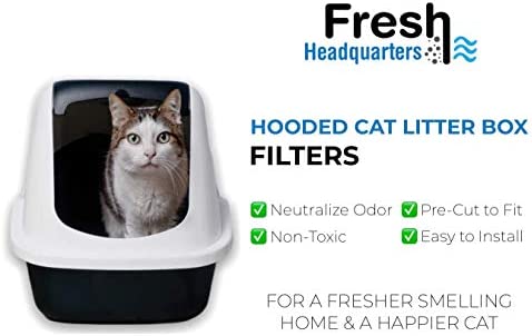 6-Piece Litter Box Filters for Hooded Cat Litter Box – Activated Charcoal Filters Eliminate up to 99% of Litter Box Odors – 6 Inch x 6.5 Inch Trimmable Pads