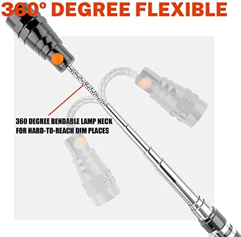 Gifts for Men Telescoping Flexible Magnetic Pickup Tool With 3 Super Bright Led Lights, Gifts for Dad, Father, Husband, Handy Men or Women, Birthday Gifts Idea, 1 Pack