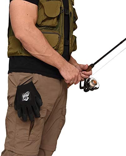 Fishing Gloves – Fish Handling Gloves for Fishing – Textured Grip Palm Fish Cleaning Gloves – Soft Lining Fishing Glove – Fish Fillet Gloves – One Size Fits Most L to XL Fishing Gloves