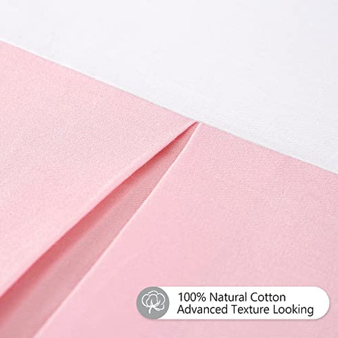 TILLYOU Pink Pleated Crib Bed Skirt for Baby Boys Girls, 100% Natural Soft Dust Ruffle, Standard Nursery Bedding Toddler Bedskirt Solid, 14" Drop