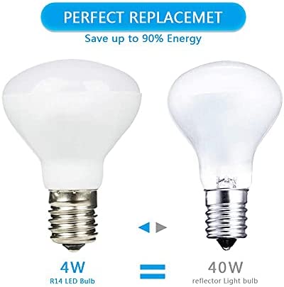 Haian R14 LED Bulb E17 Intermediate Base Mini Reflector Floodlight,4 Watt 400 Lumens,40 Watt Incandescent Equivalent,R14 E17 LED Light Bulb Non-dimmable 3000K Warm White (4 Pack)