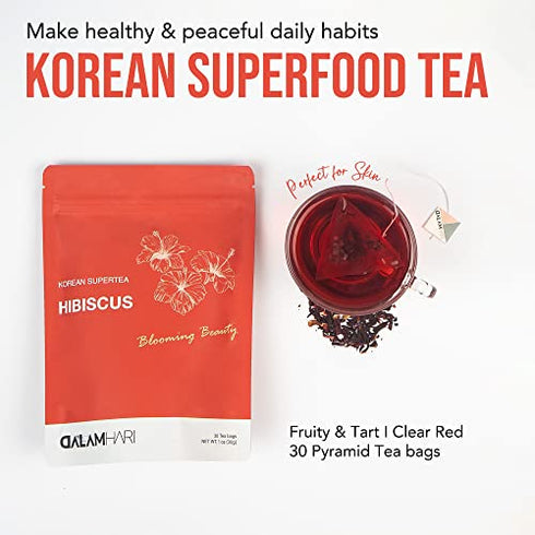 DALAMHARI Hibiscus Tea Bags, 30 Counts | Dried Hibiscus Flowers Hibiscus Teas flor de jamaica High Blood Pressure Tea Skin Detox Tea Flat Tummy Tea Blooming Beauty Decaf Tea