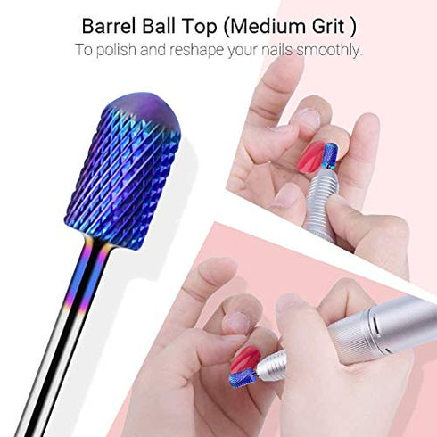 MelodySusie Nail Drill Bits Set, 7pcs Tungsten Carbide Diamond Nail Drill Bits for Acrylic Nails Poly Gel Cuticle Remove, 3/32'' Professional Nail Bits for Nail Drill Efile, Manicure Pedicure Tools