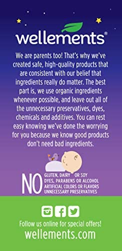 Wellements Organic Nighttime Gripe Water, 4 Fl Oz, Eases Baby's Stomach Discomfort, Free from Dyes, Parabens, Preservatives