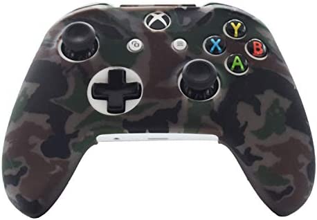 Hikfly Silicone Gel Controller Cover Skin Protector Kits for Xbox One/Xbox One S/Xbox One X Controller Video Games(1 x Controller Camouflage cover with 8 x Thumb Grip Caps)(Grey)
