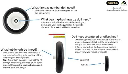 Marathon 4.10/3.50-4" Pneumatic (Air Filled) Hand Truck / All Purpose Utility Tire on Wheel, 2.25" Offset Hub, 3/4" Bearings