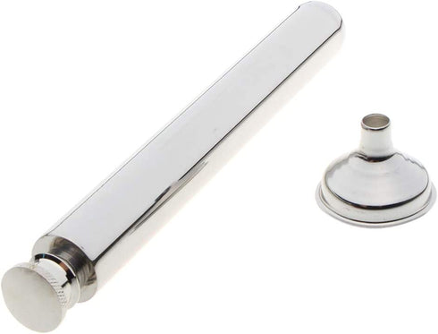 MOTZU 2 oz Hip Stainless Steel Flask & Funnel Set, Mini Portable Tubed Pocket Wine Whiskey Flask, Easy Pour Funnel is Included