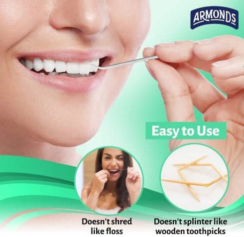 Armonds ProPicks Original Dental Picks for Teeth Cleaning - Disposable Plastic Toothpicks for Teeth & Gums - Cleans Teeth & Massages Gums - Fresh Mint Flavor - 6 Packages x 120 Interdental Tooth Picks