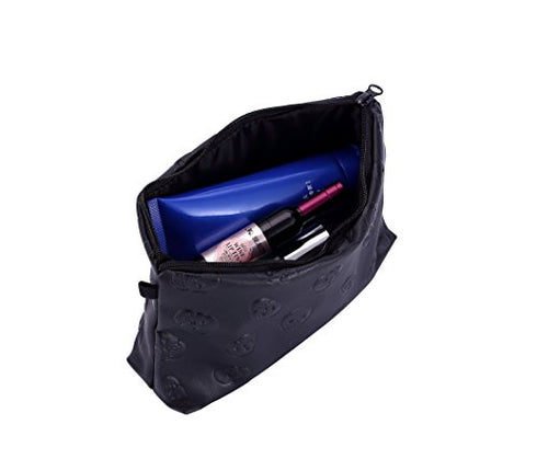 HOYOFO Stylish Makeup Pouch for Women Skull Make up Bag Small Cosmetic Bag for Purse, Black Skull (PU)