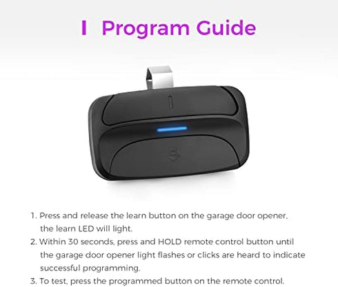 Refoss Garage Door Opener Remote, Purple Learn Button Compatible with Chamberlain Craftsman Liftmaster 371LM, 373LM Security+ 315MHz - 2 Pack
