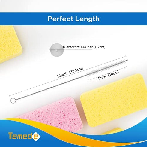 Temede Straw Cleaner Brush, 12 Inch Long Pipe Tube Cleaners, Straw Brushes for Cleaning Stainless Steel Drink Straws, Scrub Brush for Washing Metal Glass Silicone Straw Sippy Cup Small Bottle, 10pcs