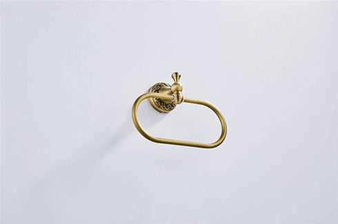 Flybath Oval Towel Ring Antique Brass Exquisite Pattern Carving Hanger Hand Towel Holder for Bathroom Kitchen Accessories Wall Mounted, Brushed Bronze