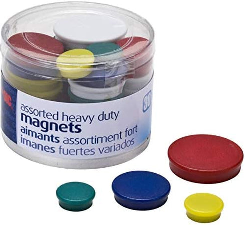 Officemate Heavy-Duty Magnets, Assorted Colors, Pack Of 30