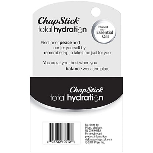 ChapStick Total Hydration Essential Oils Peace Lip Balm, Rosemary + Peppermint Lip Balm Tube, Lip Care - 0.12 Oz