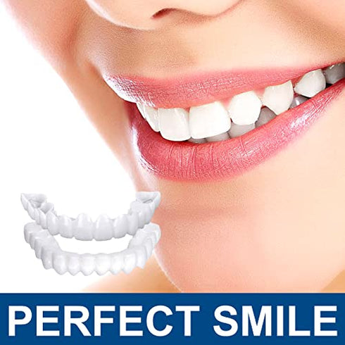 4 Pairs Veneers Snap in Teeth Teeth Comfort Fit Whitening Veneer Snap on Dentures with Woman & Man Party in Smile Beautiful Snapping Instants