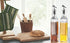 Oil Dispenser Bottle 4 Pack , WERTIOO 17 OZ Glass Olive Oil and Vinegar Dispenser Set Oil Container with Funnel & Pen and Tag for Kitchen