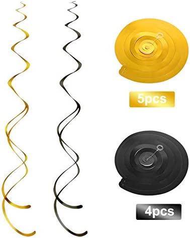 30 Pieces Mr. Onederful Birthday Decorations Glitter Black Gold Hanging Swirls 1st Birthday Party Foil Swirls Ceiling Mustache Toppers Sign Decor for Baby Boy First Birthday Supplies