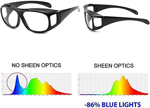 SHEEN KELLY Anti Blue Rays Glasses Fit Over Glasses Wrap Arounds Goggles Blue Light Blocking Reflection for computer Games Glasses TV