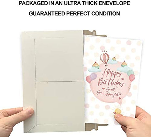 Birthday Card Great Granddaughter | Made in America | Eco-Friendly | Thick Card Stock with Premium Envelope 5in x 7.75in | Packaged in Protective Mailer | Prime Greetings
