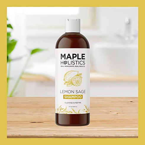 Sulfate Free Shampoo for Oily Hair - Lemon Sage Clarifying Shampoo for Build Up and Oily Scalp Care with Rosemary Essential Oil - Deep Cleansing Rosemary Shampoo for Greasy Hair and Product Build Up