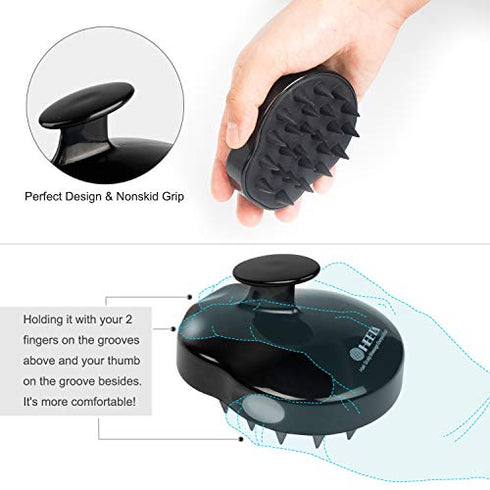 HEETA Hair Scalp Massager Shampoo Brush 2 Pack, Soft Silicone Bristles to Remove Dandruff, Waterproof Hair Scrubber for Both Wet Dry Hair, Suitable for Men & Women (Black & Purple)