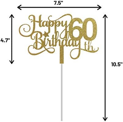 ALPHA K GG 60th Birthday Cake Topper, Happy 60th Birthday Cake Topper, 60th Birthday Party Decorations