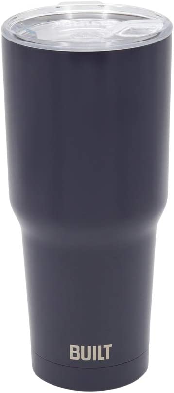 BUILT Double Walled Stainless Steel Tumbler Set with Replacement Lid, 2 Reusable Tritan Wire Straw Cleaning Brush in Gift Box, 30 Ounce, Inkwell