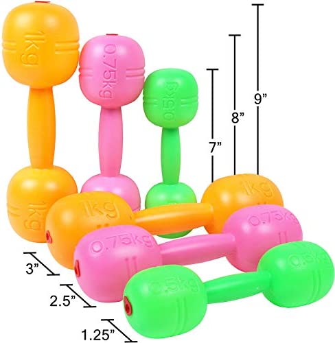 Kids Weight Set Dumbbells Set for toddlers | Barbell Fitness Exercise Equipment for Home Gym Workout (Set of 6 pcs)