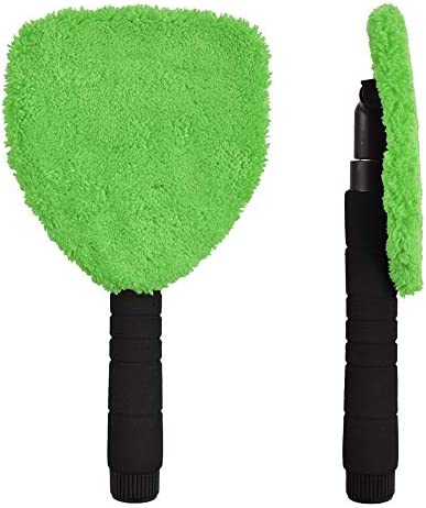 eFuncar Car Windshield Cleaning Tool Bonnets - 6 Pack, 5” Windshield Cleaner Wand Cloths Replacement Pads Thickened Green Coral Fleece Car Window Glass Cleaner Bonnets
