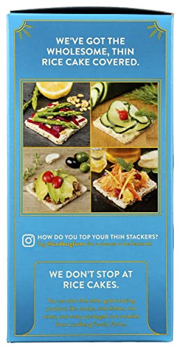Lundberg Organic Thin Stackers, Brown Rice, Lightly Salted, 6 oz (Pack of 1), Thin Rice Cakes, Gluten-Free, Vegan, Healthy Snacks
